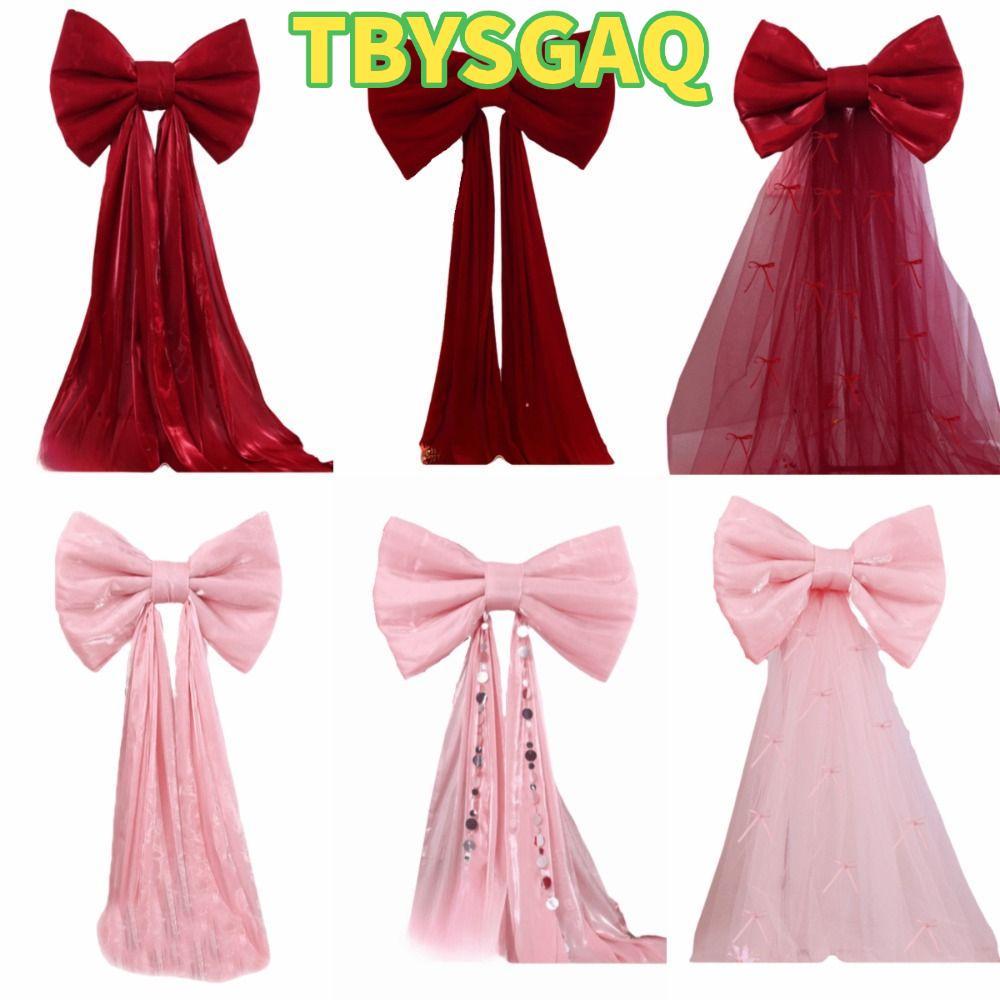 TBYSGAQ Phông nền treo tường nơ khổng lồ, Nơ 50x38cm Dải trôi 3 mét Trang trí tường nơ, Thiết lập nề