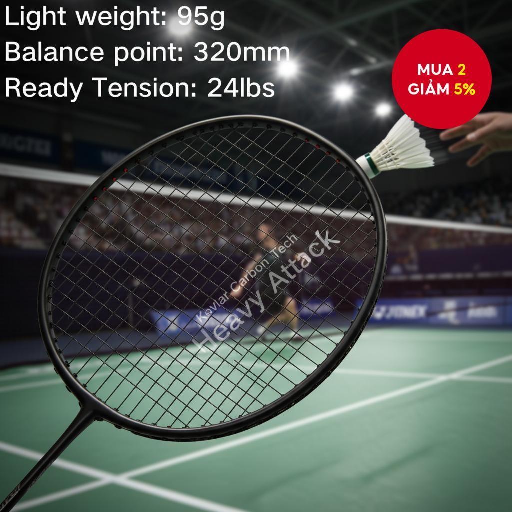 Vợt cầu lông đơn 24Lbs full carbon fiber bền cho người lớn, học sinh, thiếu niên