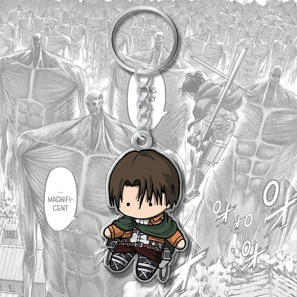 Móc khóa Attack on Titan nhân vật chibi Eren Yeager Levi Ackerman Reiner Erwin Annie Manga Mica 2 mặ
