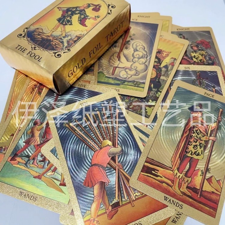 Hàng sẵn có Trọn bộ tarot tarot Bán buôn lá vàng In màu chống nước tarot Bảng nhựa Trò chơi Hướng dẫ