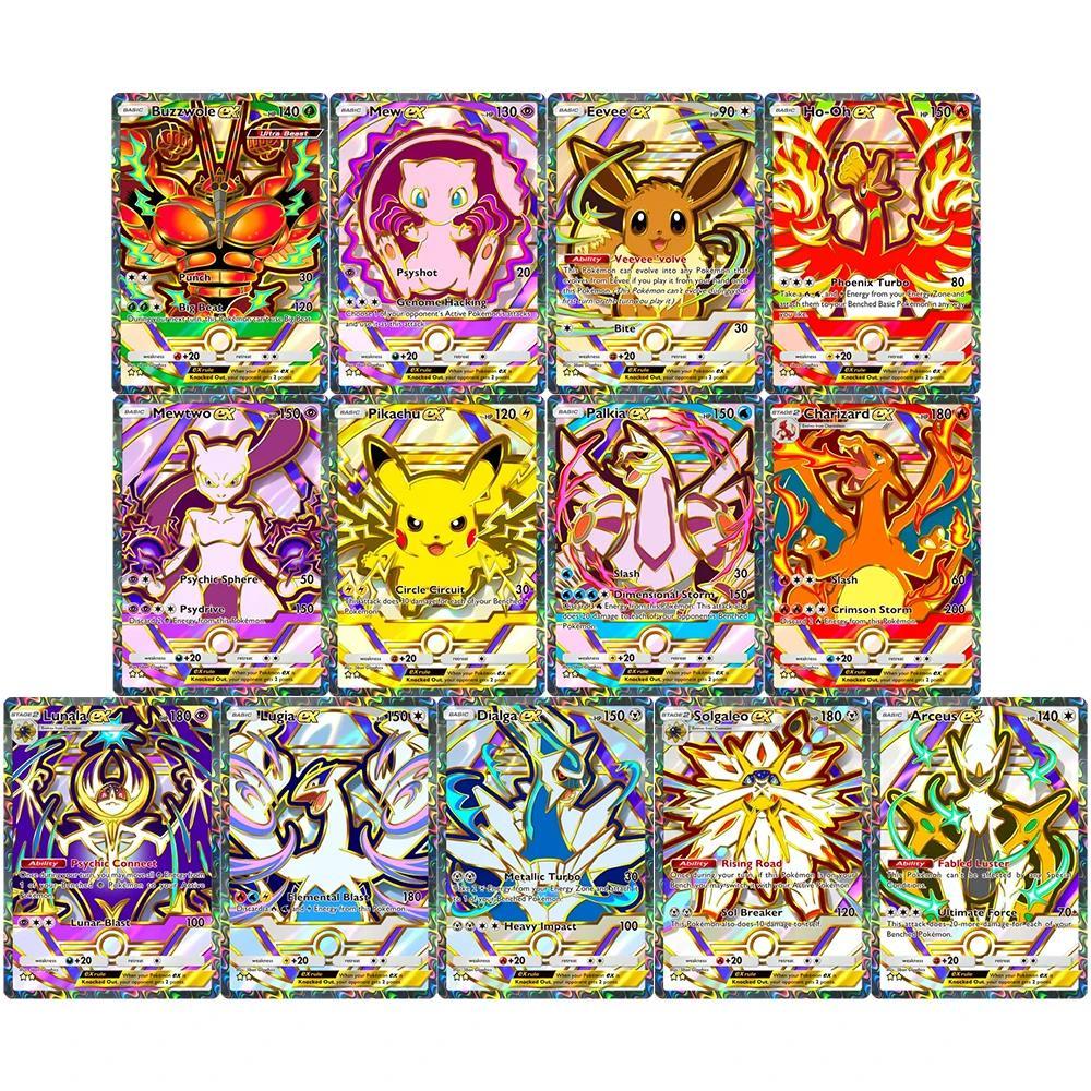 Pokemon DIY TCG POCKET Bộ Sưu Tập Thẻ Mew Lugia Eevee Charizard Ho-OH Thẻ Đơn Tự Làm Trò Chơi Cổ Điể