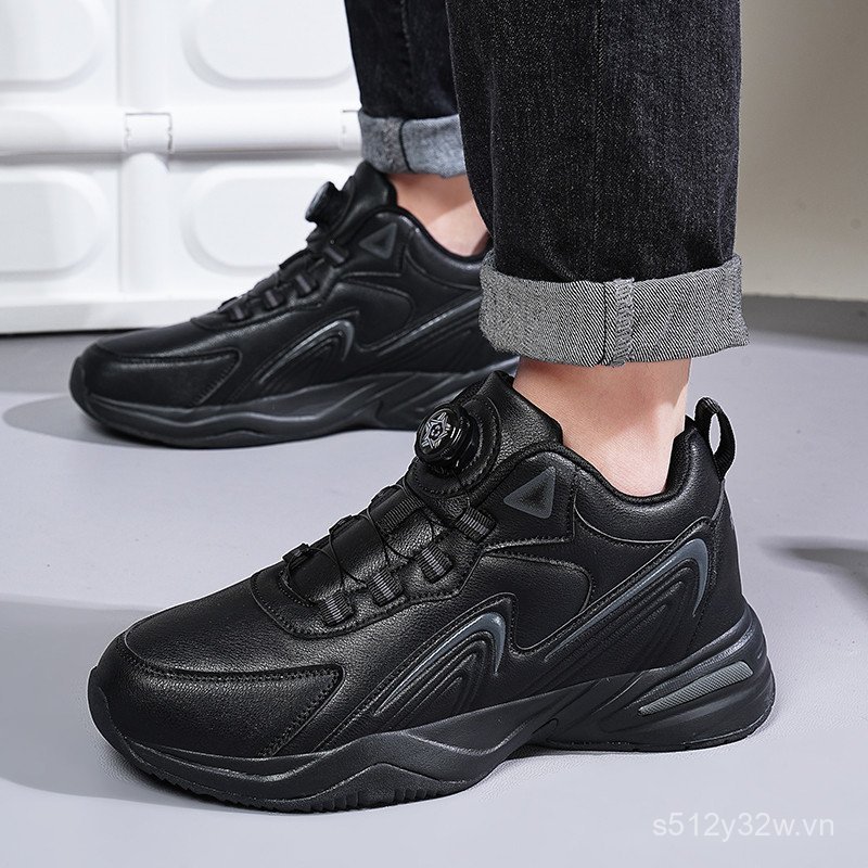 Dedicate Ngay Giảm Thu Đông Da Size Lớn Nam Giày Xoay Khóa Thể Thao Giày Chạy Bộ Nhẹ