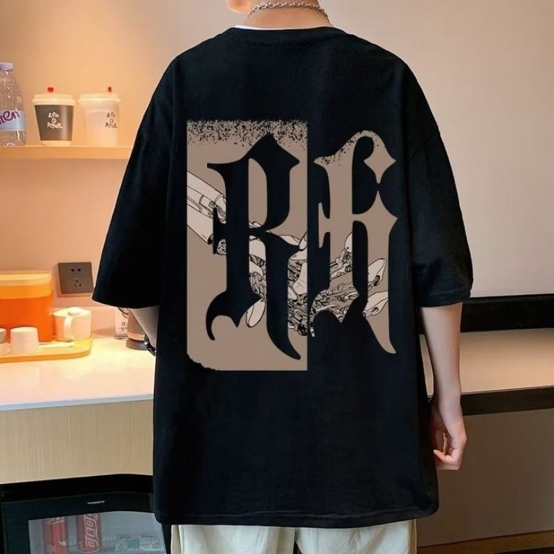 COD (Giao hàng trong 24 giờ)MIEMIEÁo phông oversized in chữ Hàn toàn bộ chữ cái, vải Harajuku, cotto