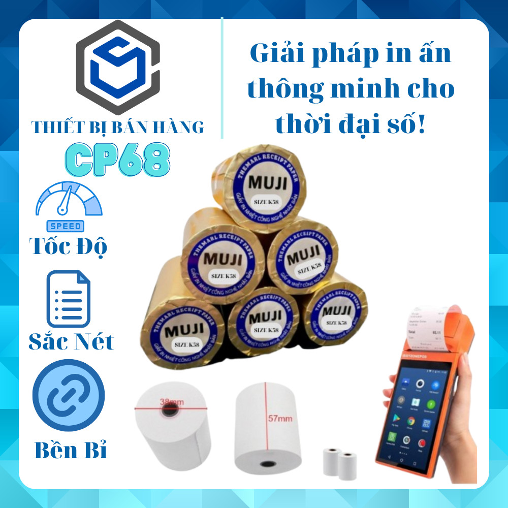 Giấy in nhiệt K57, Giấy in hóa đơn K57 x 45mm, MUJI