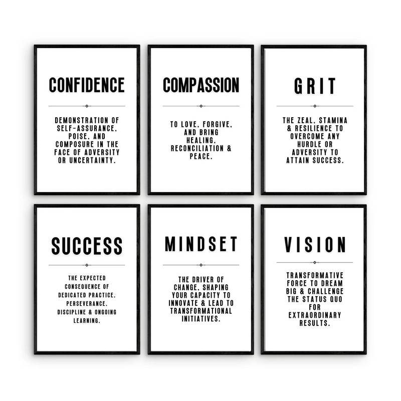 Văn Phòng Trích Dẫn Truyền Cảm Hứng Bộ Nghệ Thuật Treo Tường, Hustle Grit Thành Công In Canvas Không
