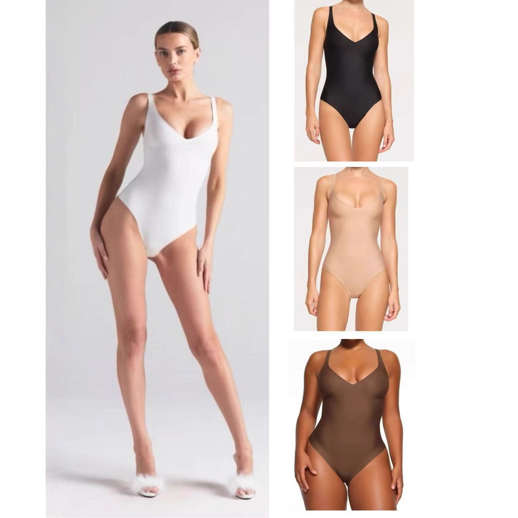 Skims Kardashian-style shapewear, sexy body-shaping, tummy-control one-piece shapewear, seamless cor