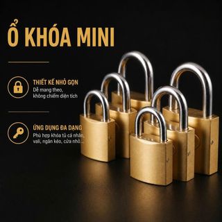Ổ khóa mini đồng thau khóa vali tủ cá nhân kèm chìa khóa nhỏ gọn tiện dụng