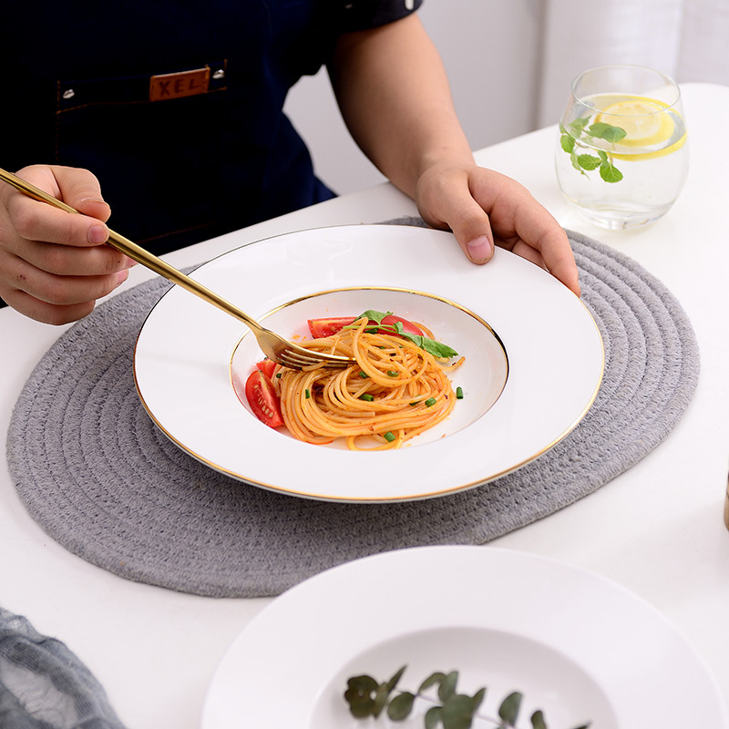 Tuyết Phnom Penh Gốm Rơm Mũ Đĩa Pasta Đĩa Súp Đĩa Đĩa Đĩa Tròn Đĩa UFO Đĩa Thực Phẩm Phương Tây Đĩa 