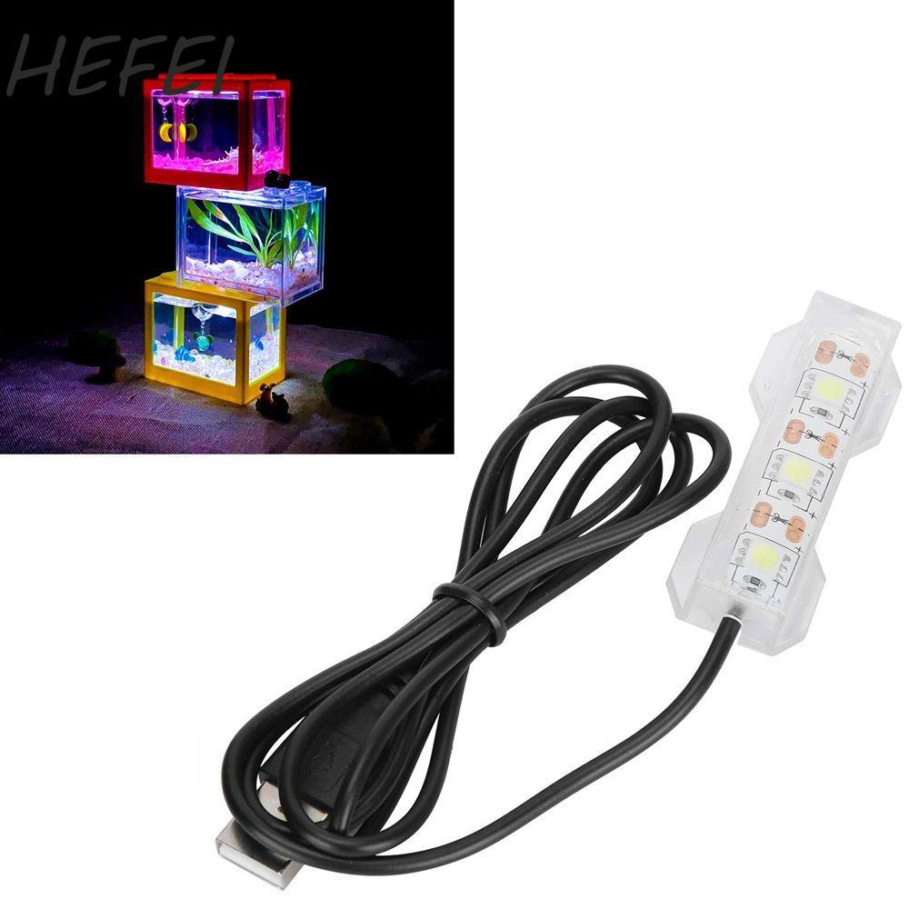 HEFEI Đèn bể cá HEFEI Đèn thủy sinh đầy màu sắc USB Đèn bể cá sạc nhỏ
