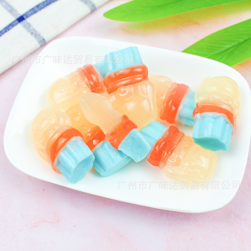 Askumi Hương Nho Đào Dứa 4D Marshmallow Pudding Chó Đồng Thương Hiệu Làm Mẫu Kẹo Gummy