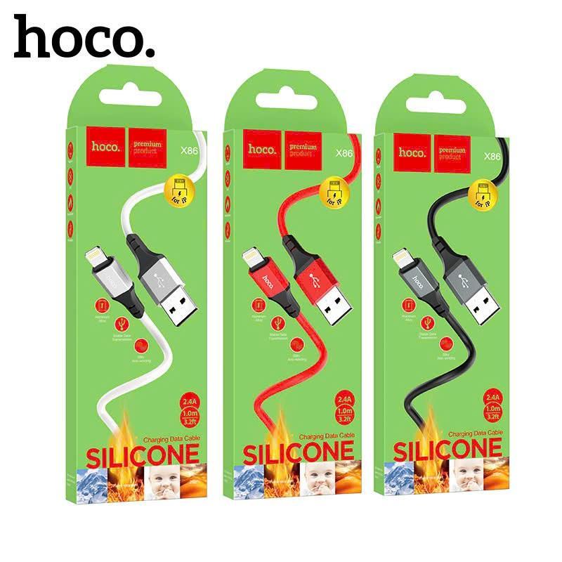 [Mua 1 Tặng 1] Cáp Sạc Hoco Silicon X86 USB-LN / USB-C / USB-Micro 2.4A Dài 1M