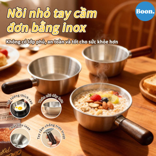 Nồi inox mini,nồi tay cầm-Bỏng,Nồi trộn thép không gỉ 14cm,Dùng cho bếp từ/bếp gas,Dễ dàng vệ sinh,Nồi nấu mì/sữa/sốt
