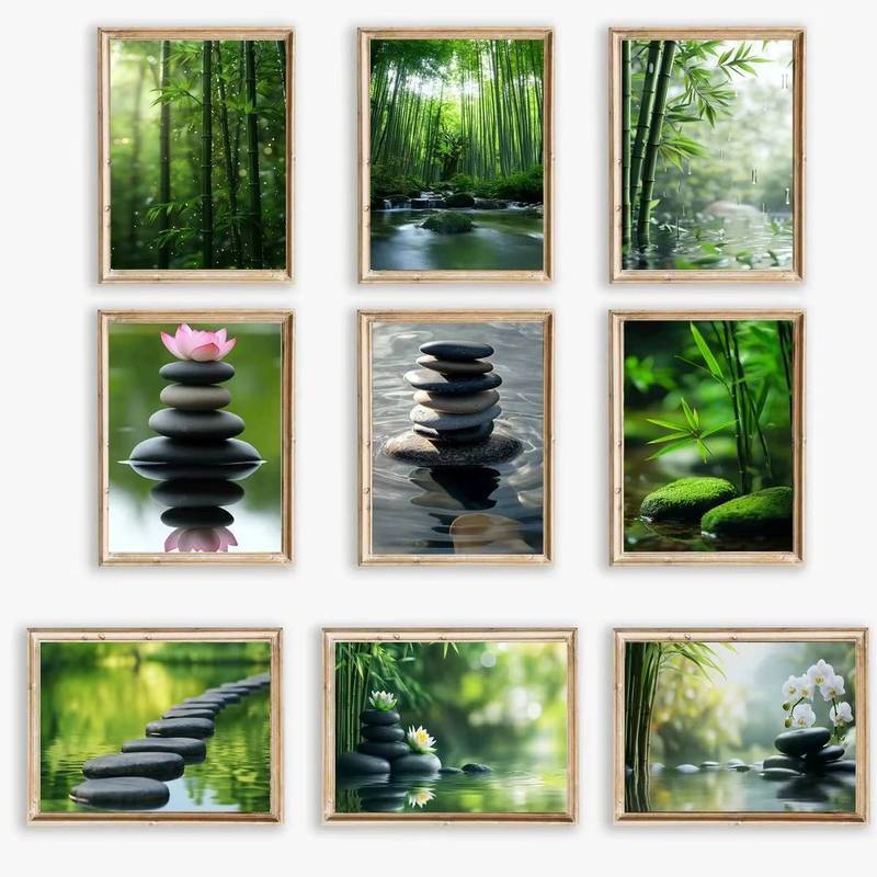 Cổ Điển Athena Hoa & Sông Tre Rừng Đá Phong Cảnh Canvas Poster In Nghệ Thuật Phòng Nhà Trang Trí Tườ