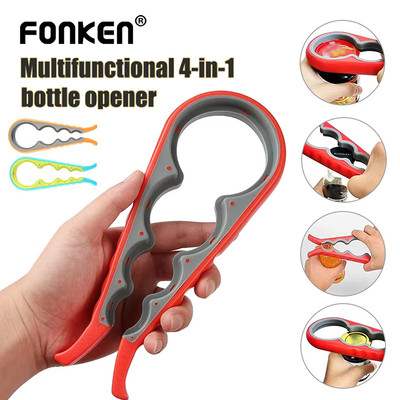Fonken 4 Trong 1 Nắp Lọ Dụng Cụ Mở Nắp Vít Có Thể Dụng Cụ Mở Đa Năng Có Thể Chống Trơn Trượt Nắp Chai Dụng Cụ Cầm Cờ Lê Chai Tiện Ích Nhà Bếp