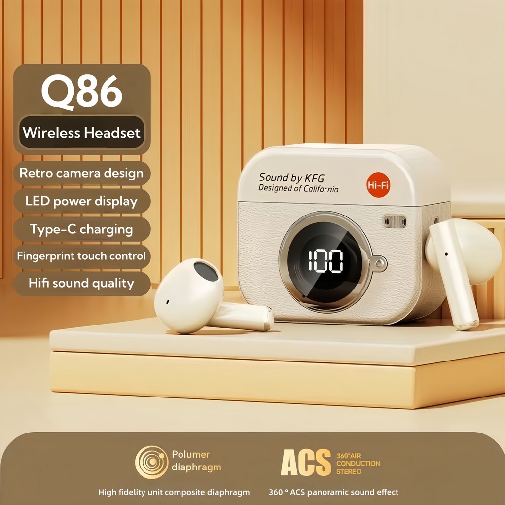 Nút tai Bluetooth không dây cổ điển Q86, chất lượng giọng nói con người trung thực cao, cuộc gọi thoại rõ ràng, tương thích với hệ thống Android và Xiaomi