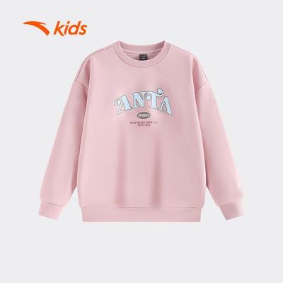 ANTA Kids Áo Bé Gái Nỉ Sweater  Lót Bông Ấm Áp 362548744U - Dáng Rộng, Màu Xinh Yêu Cho Mùa Thu Đông