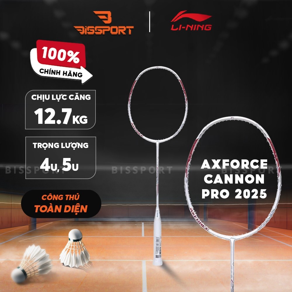 Vợt Cầu Lông Lining Axforce Canon Pro 2025 Chính Hãng - Màu Trắng - Thiên Công - Toàn Diện - Bền Bỉ 