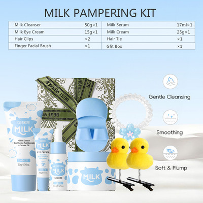 Bộ quà tặng & chăm sóc da sữa LAIKOU: Làm sáng thói quen với huyết thanh Niacinamide (Kích thước đầy đủ) + Kẹp tóc & Bàn chải - Quà sinh nhật hoàn hảo