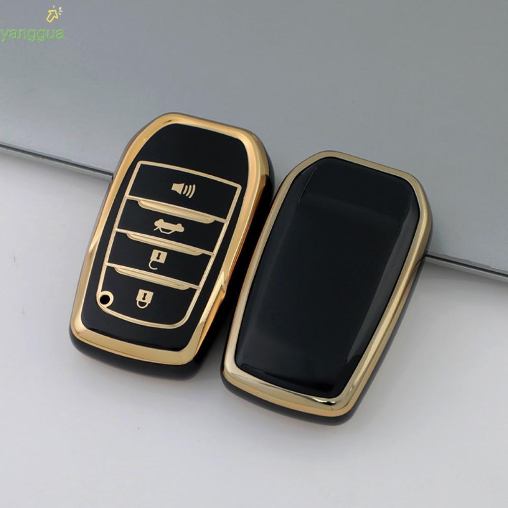 YANGGUA Key Fob Cover cho Toyota, TPU Gold Edge Full Cover Key Fob, Phụ kiện ô tô Vỏ chìa khóa 4 nút