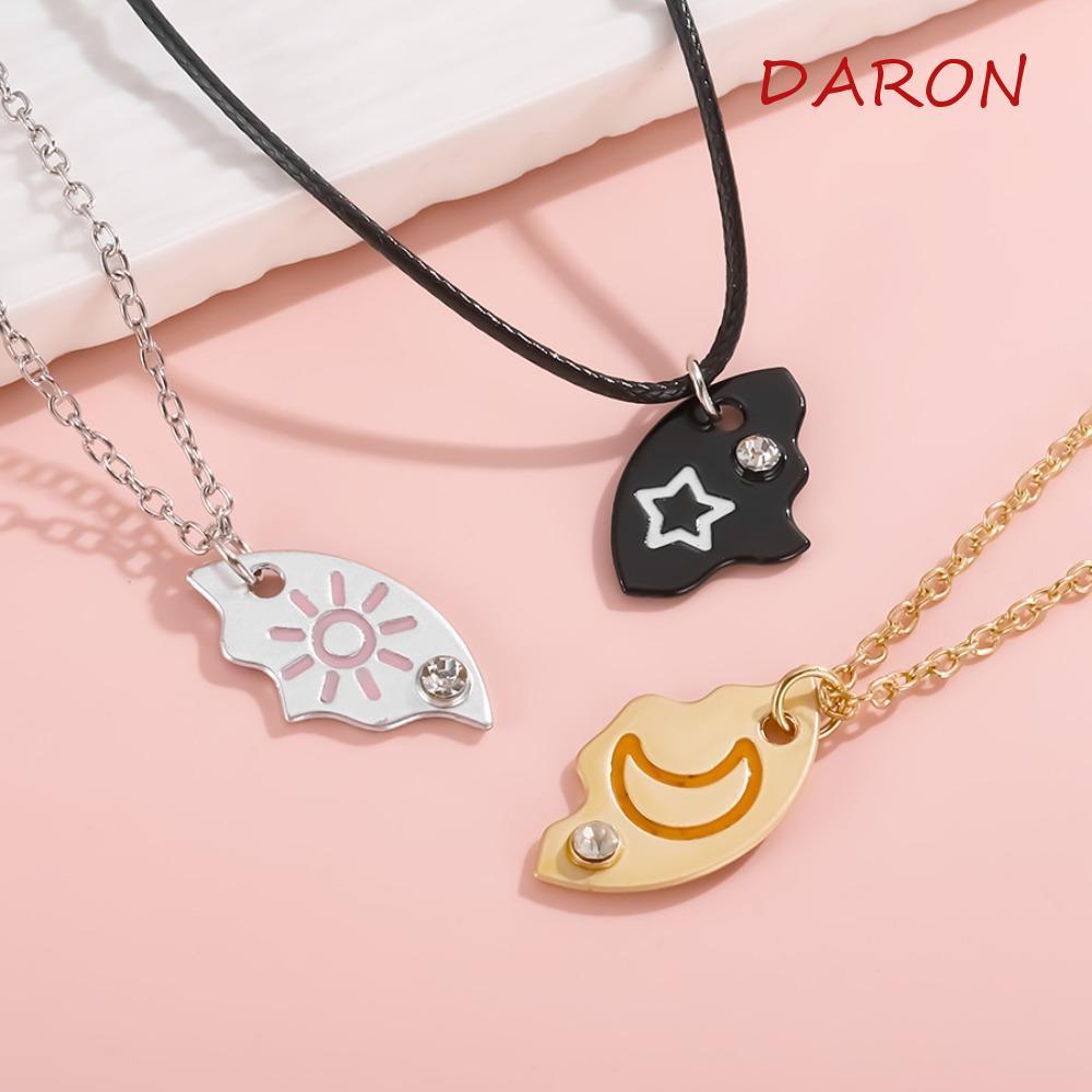 DARON 3 Vòng Cổ Mặt Trời Sao Trăng, Vòng Cổ Người Bạn Thân Sáng Tạo Hình Pizza, Vòng Cổ Mạ Điện Dễ T