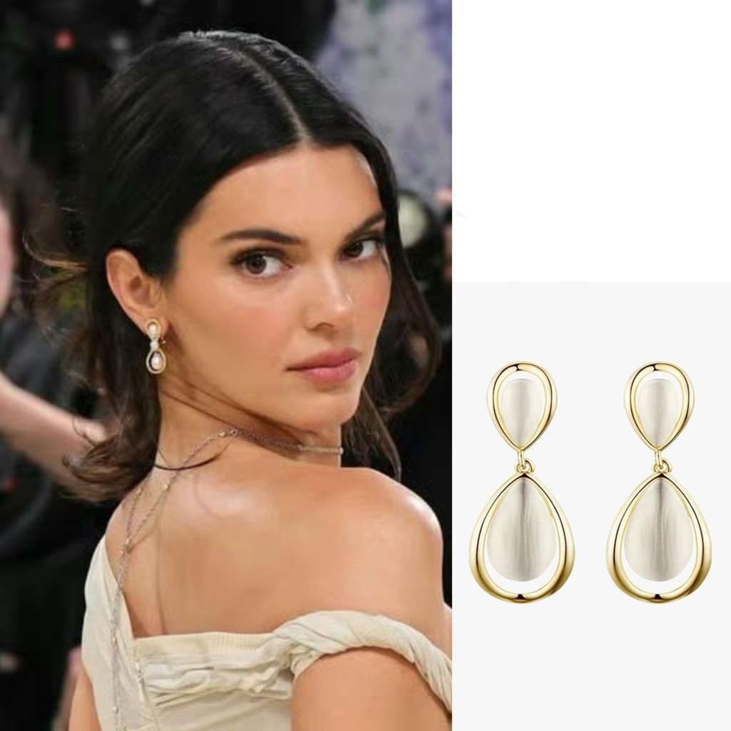 [Hàng có sẵn] Bông tai thả nước tương tự Kendall Kendall Bông tai Opal kim bạc s925
