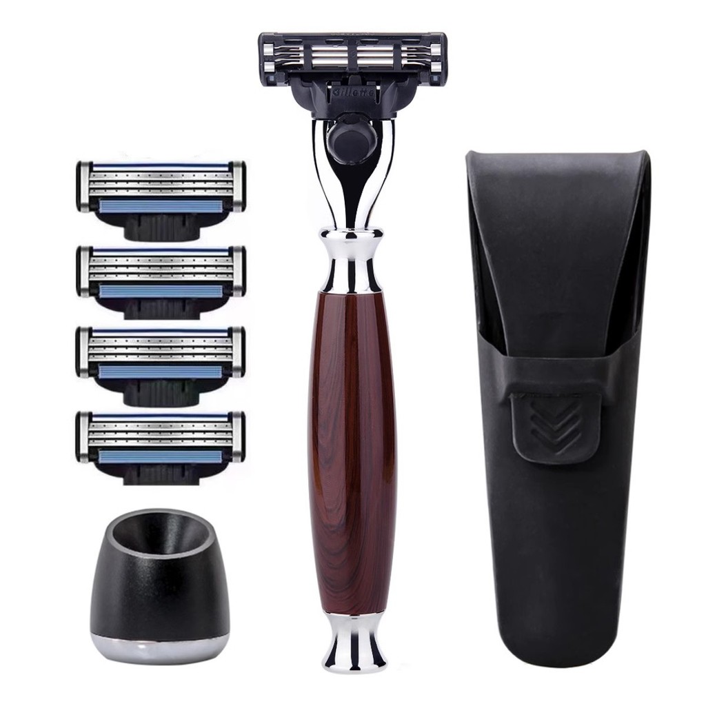 ZY79 Yuan Bộ 4 Món Nam Hướng Dẫn Sử Dụng Dao Cạo Lưỡi Dao 3 Lớp Dao Cạo Quà Tặng Sinh Nhật Lưu Niệm 