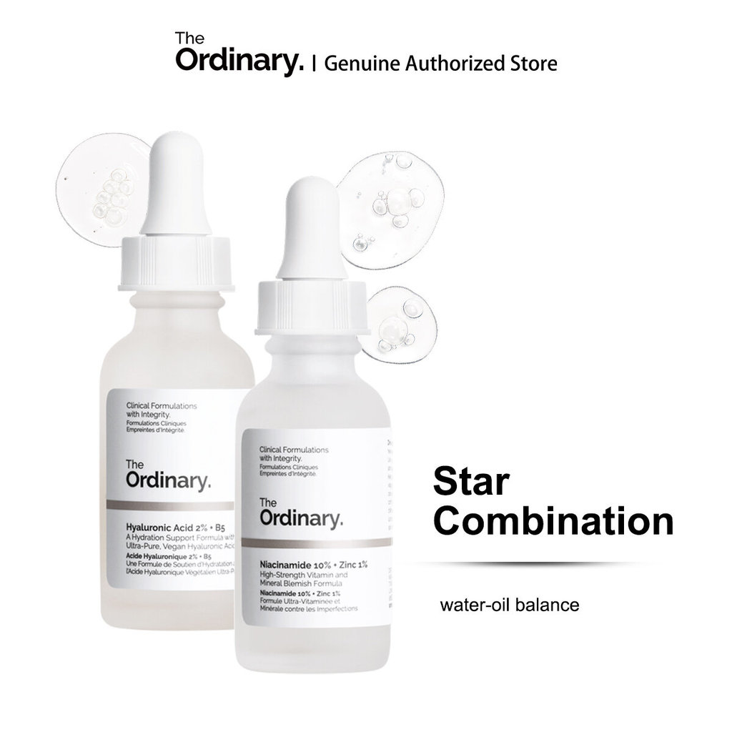 THE ORDINARY [1 / 2 Chai] Bộ chăm sóc da Niacinamide Serum Hydra B5 thông thường - Axit Hyaluronic 2