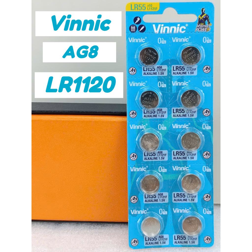Vỉ 10 viên pin Vinnic LR1120 / SR1120SW / AG8 / 391A / L1121 / L1121F / LR55