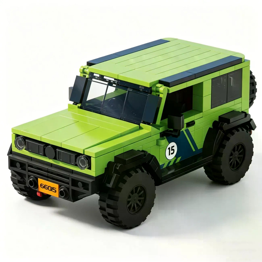 Hộp vuông Suzuki Jimny xe địa hình khối xây dựng hạt nhỏ lắp ráp mô hình mô phỏng xe cậu bé đồ chơi 