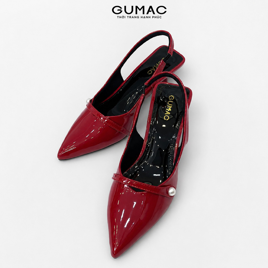 Giày cao gót mũi nhọn GUMAC phối dây khuy trang trí thanh lịch GG03018