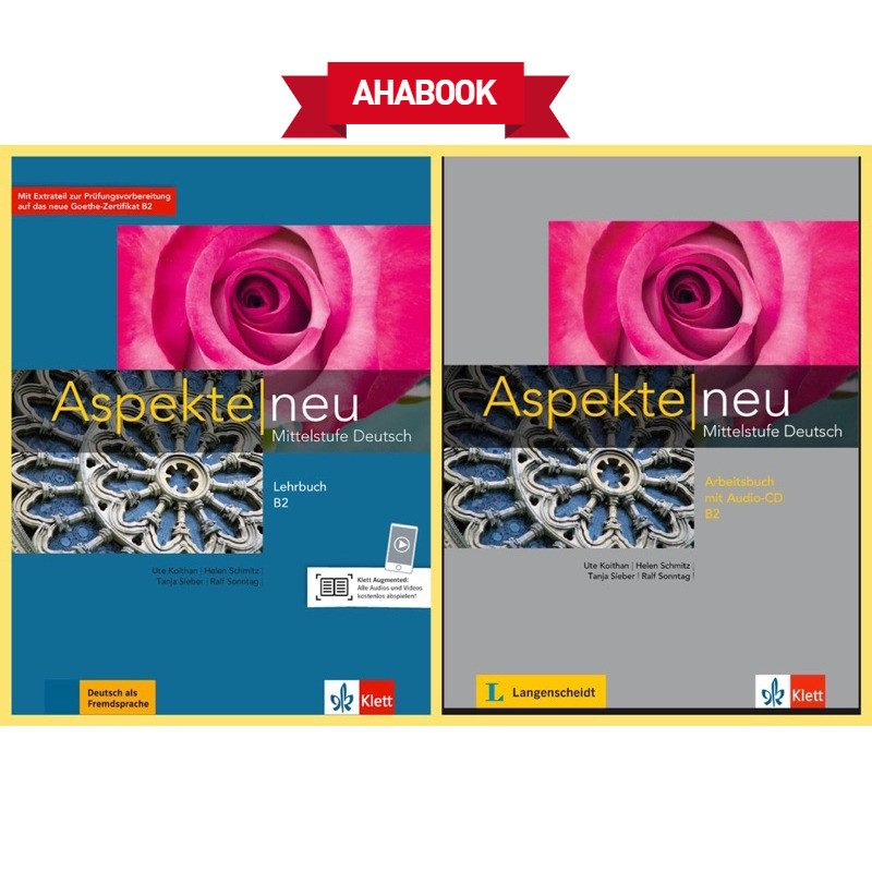 Aha -Sách tiếng đức - Aspekte Neu B2 - LB và AB - Dành cho B2 - Goethe - Audio Mp3 Mp4 - In màu