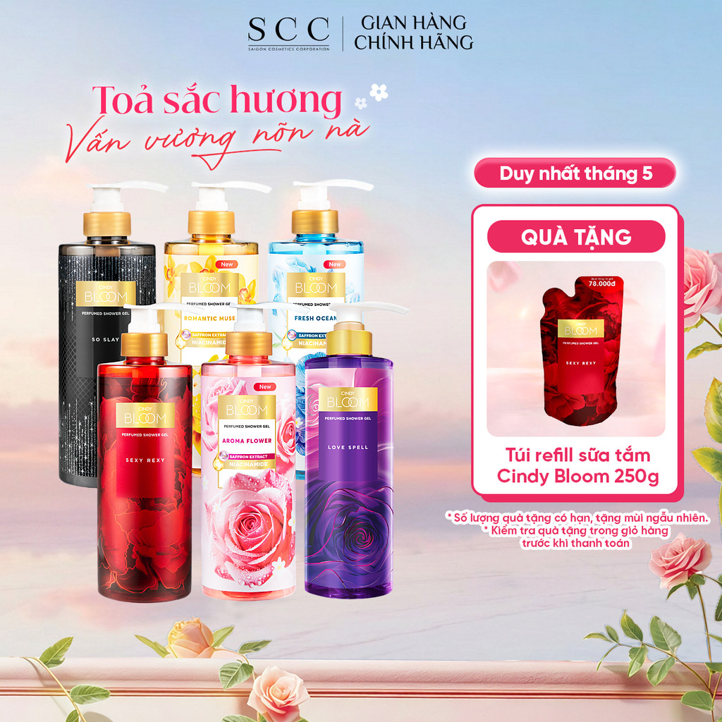 Sữa Tắm Nước Hoa CINDY BLOOM Hương Thơm Ngọt Ngào, Nữ Tính, Làm Sạch Dịu Nhẹ Chai 640g