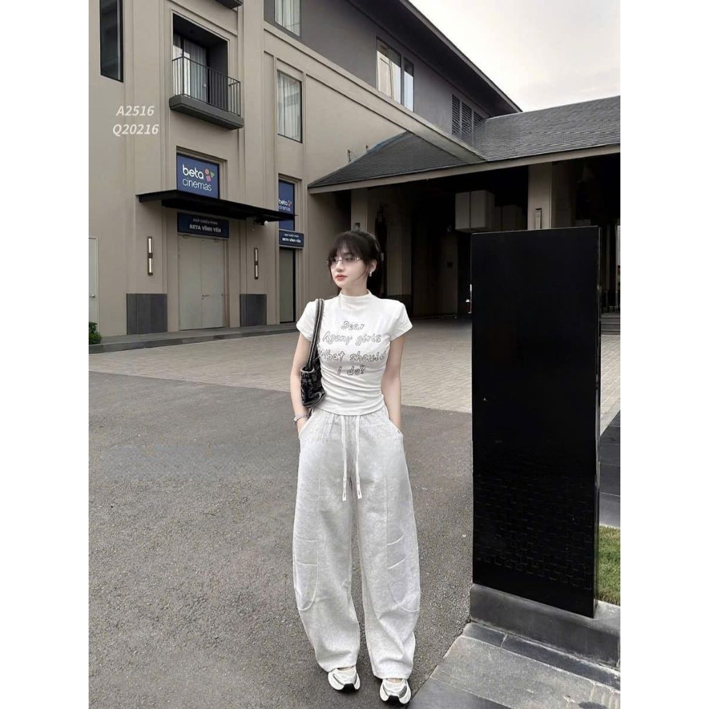 H236 Quần Nỉ Nữ Dây Rút Phối Màu Đen Tàn Chất Nỉ Dày Mềm Form Rộng Thoải Mái Cho Nữ