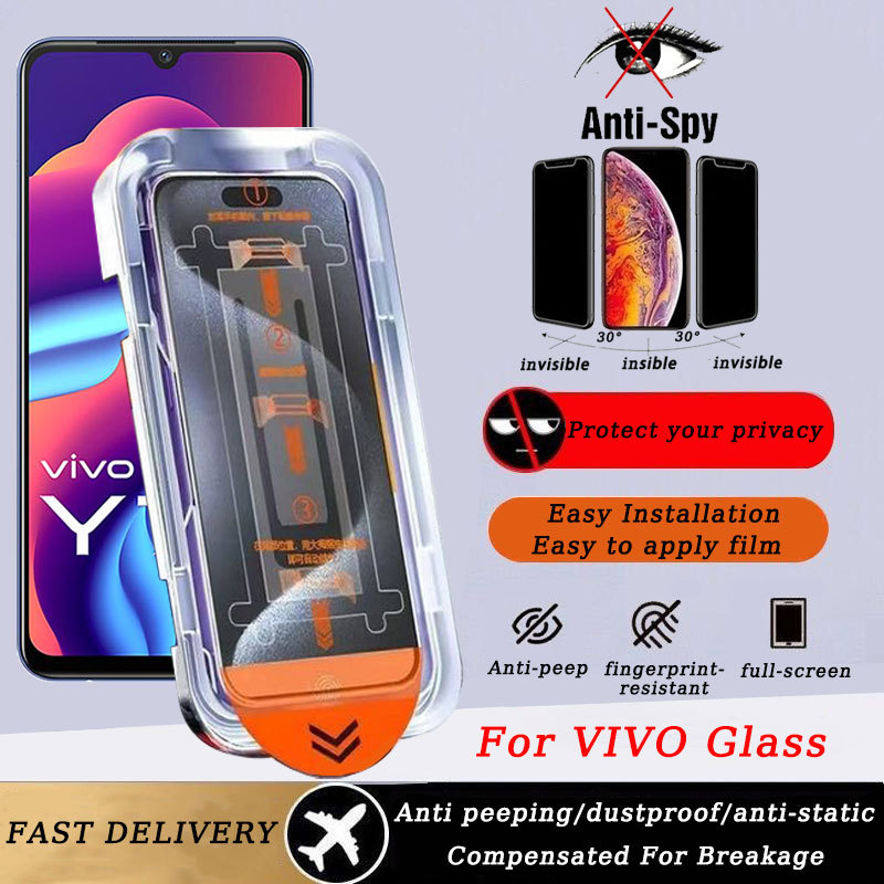Kính cường lực chống nhìn trộm khung tự dán tự hút bụi Cho VIVO Y97 Y95 Y93 Y91 Y76s Y75 Y73 Y72 Y55