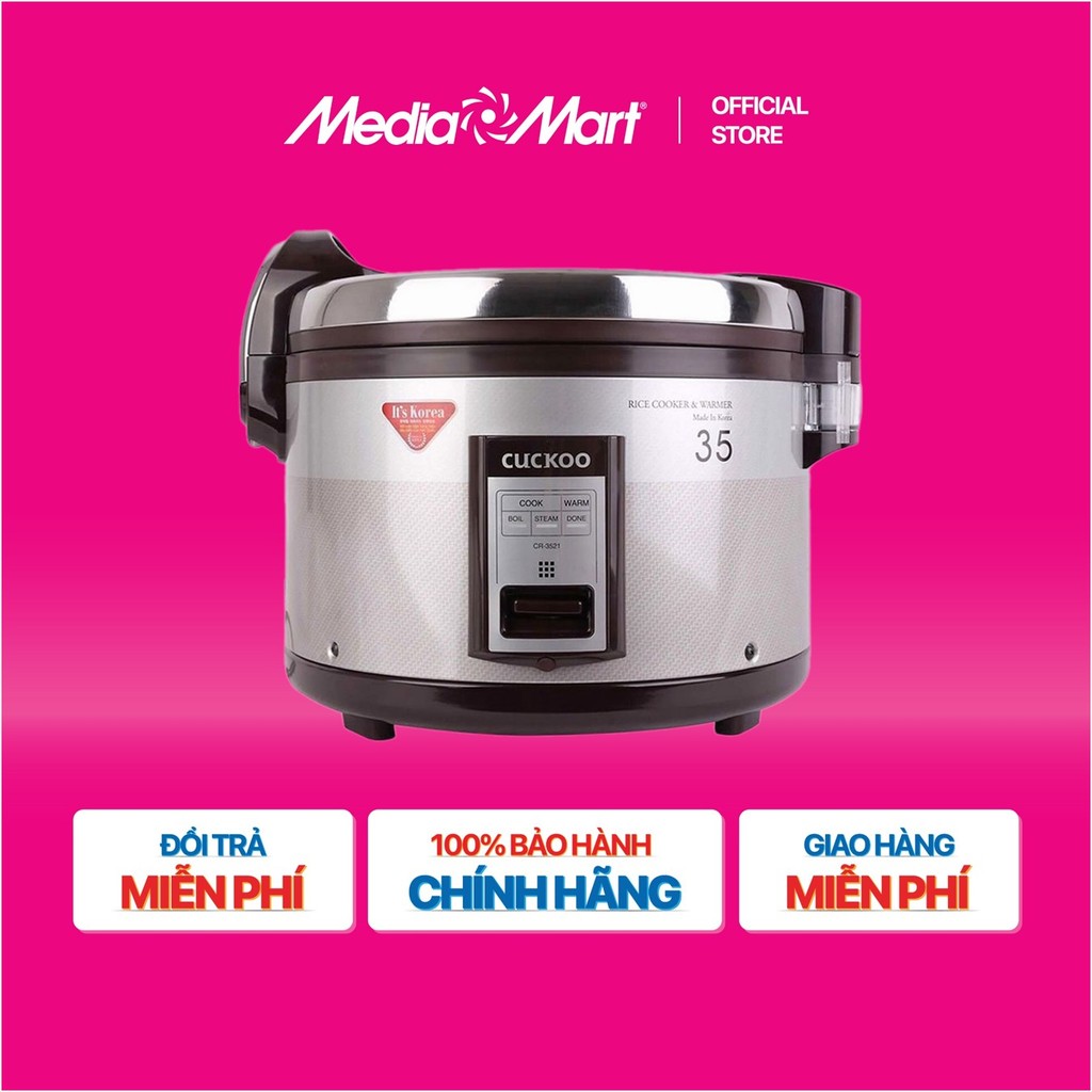 [MEDIAMART] - Nồi cơm điện cơ 6,3L Cuckoo CR-3521S-thân inox/3521-đen-Korean - FREESHIP,Bảo hànhchín