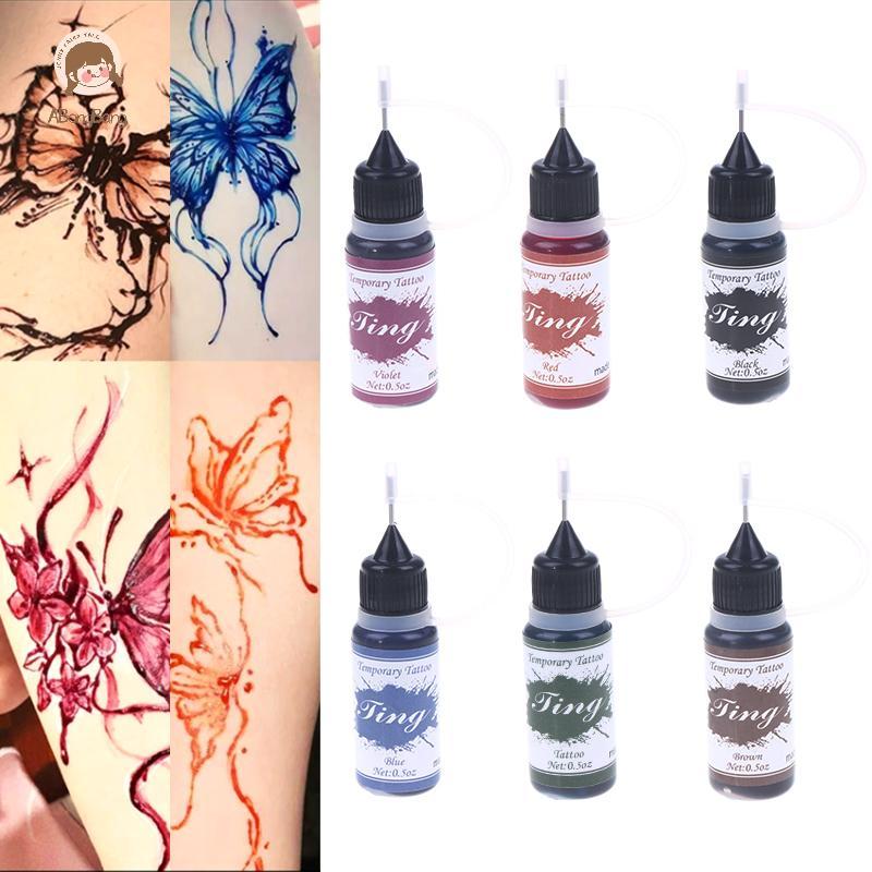 ABongBang Hình Xăm Tạm Thời Ấn Độ Henna Tattoo Ink Body Art Paint Juice Dán Nhiều Màu Bán Vĩnh Viễn 
