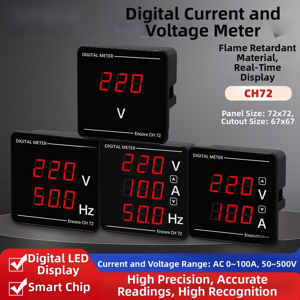 【COLORFUL】CH72 Digital Panel Meter AC Voltage Current Frequency 72x72mm Electrical Testing