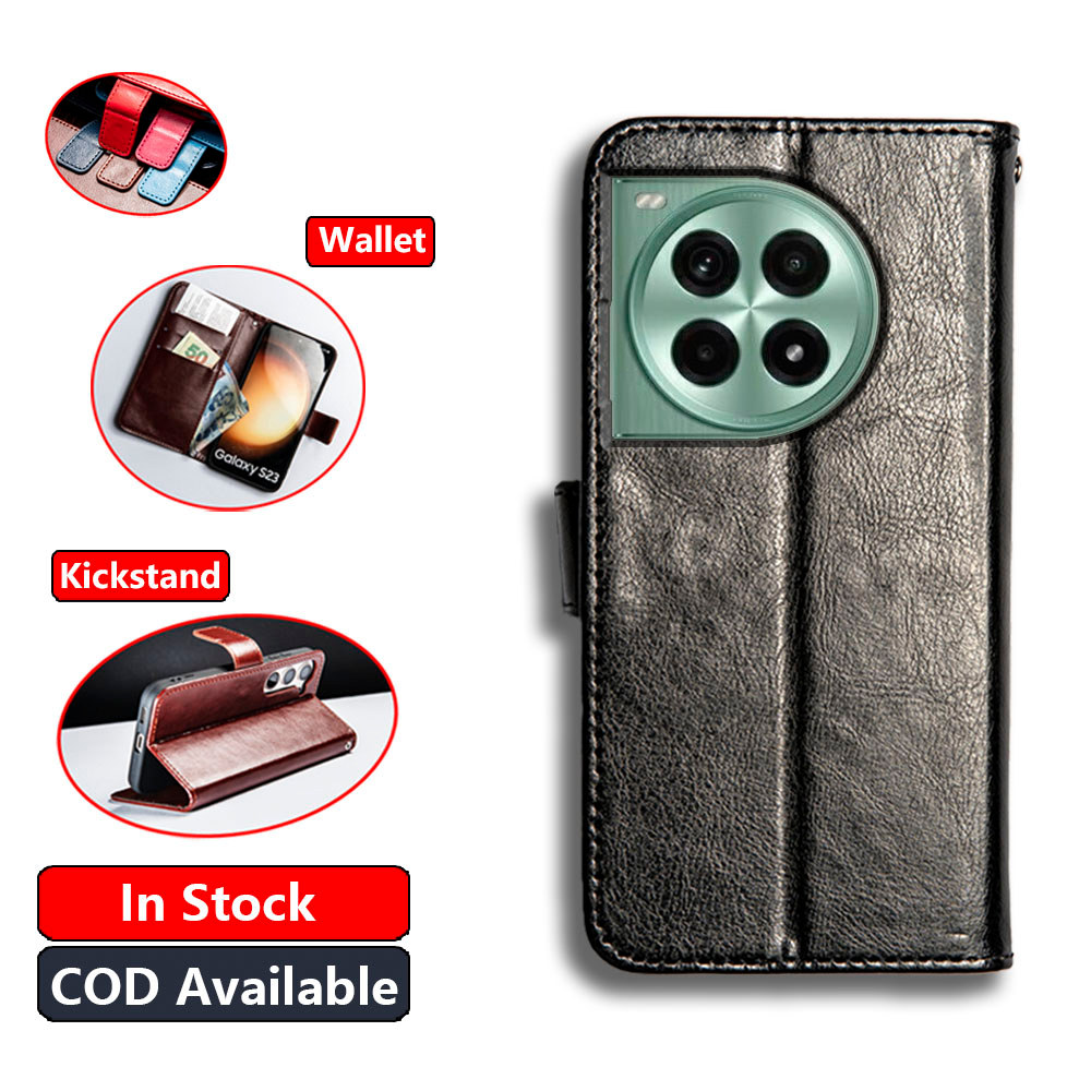 Da Cổ Điển Cho OnePlus Ace 3 Pro PJX110 Ví Vintage Folio Case Flip Cover Từ Đóng Cửa Chân Đế Khe Cắm