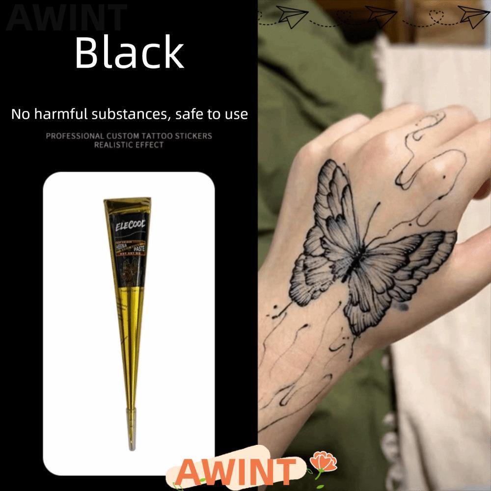 Kem xăm Henna AWINT, Dễ sử dụng Màu nâu đen Henna Paste Cone, Kem Henna màu nâu tạm thời Mehndi Hình