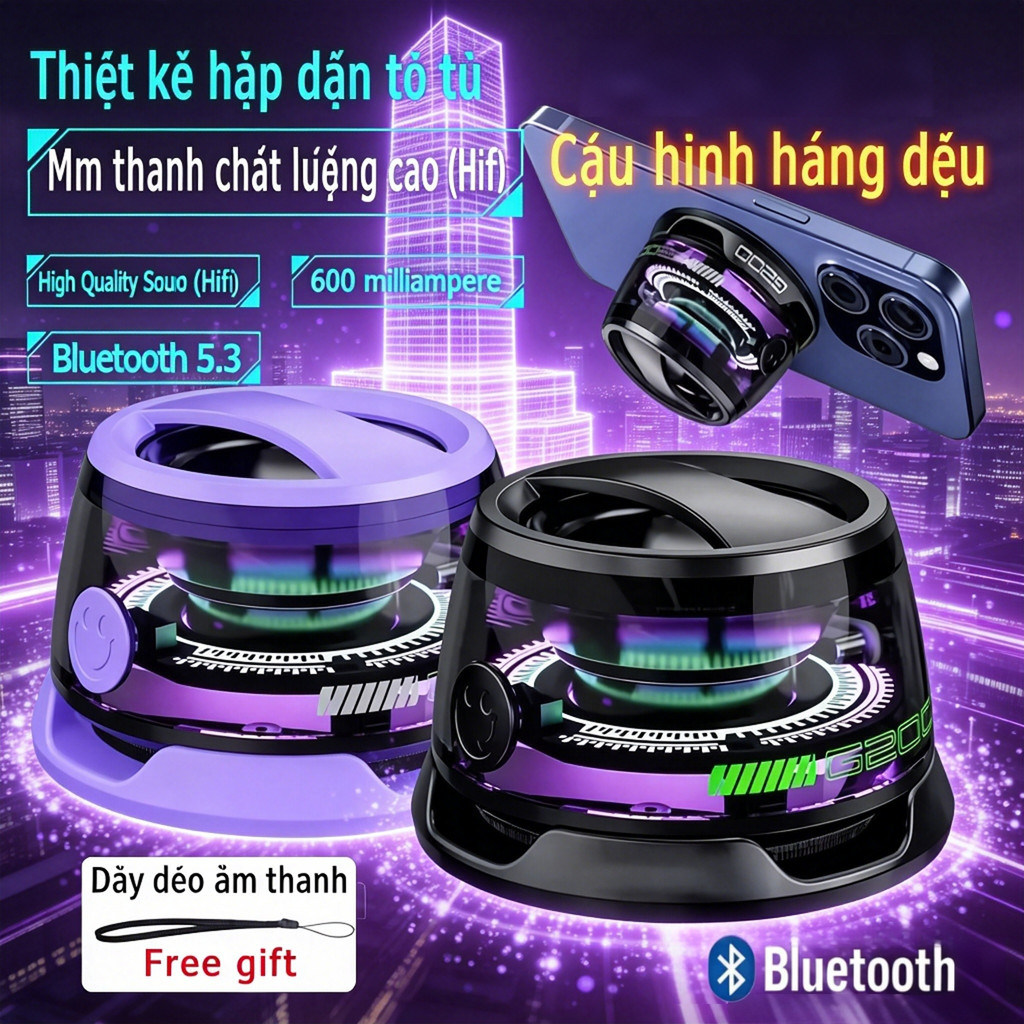 Loa Bluetooth từ tính, Loa G200 di động đa chức năng với đèn nhiều màu RGB…