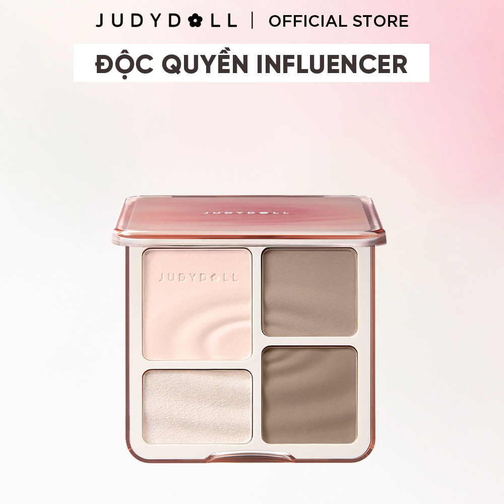 [INFLUENCER] JUDYDOLL Phấn bắt sáng tạo khối 4 ô Highlight Contour Palette Tự nhiên Lâu trôi Chống n