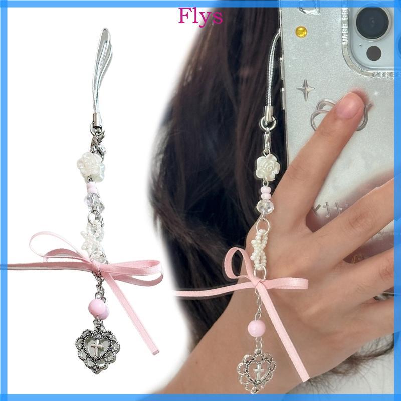 Fly Bowknot Heart Keyring Điện thoại dễ thương Charm Starp Trang sức tinh tế Điện thoại Starp