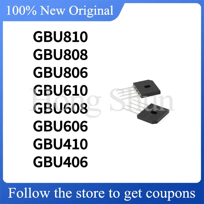 5 CHIẾC GBU406 GBU410 GBU606 GBU608 GBU610 GBU806 GBU808 GBU810 chỉnh lưu cầu