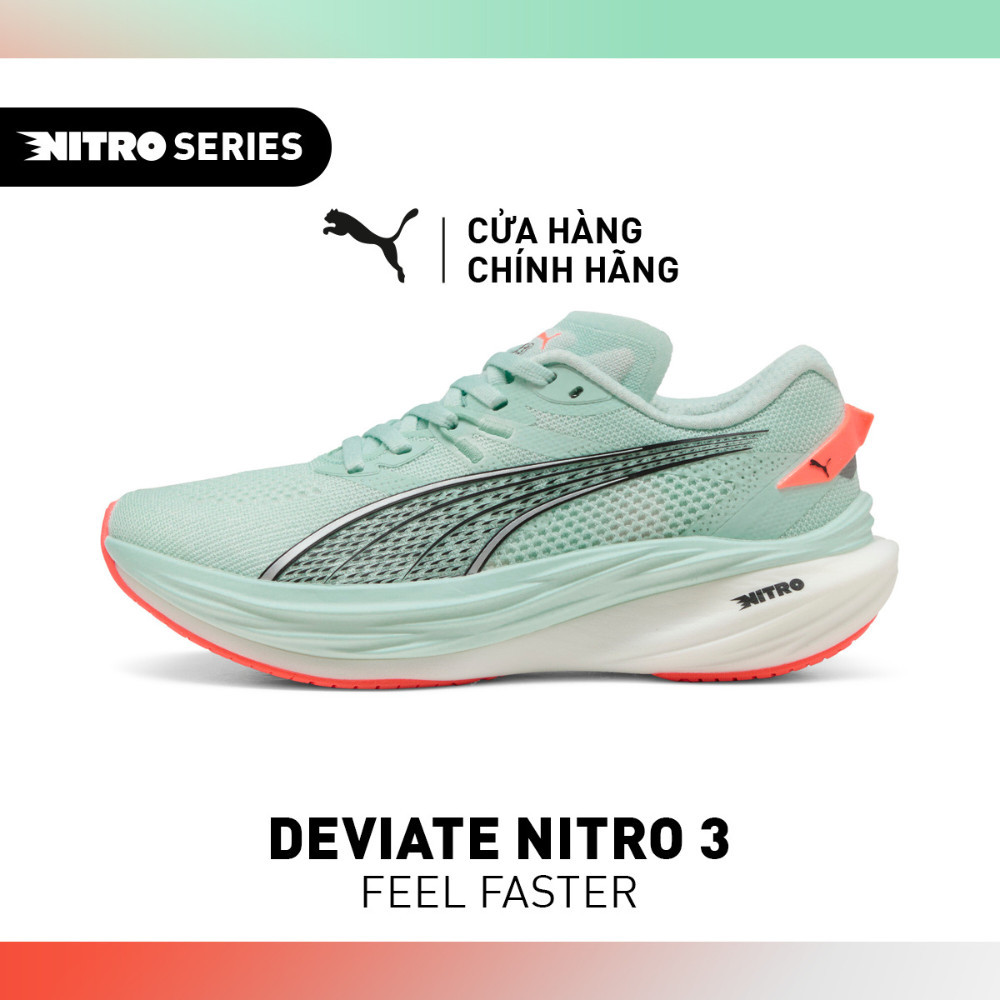 Giày Chạy Bộ PUMA Nữ Deviate NITRO 3 WNS Peaceful Blue-Glowing Red Màu Xanh