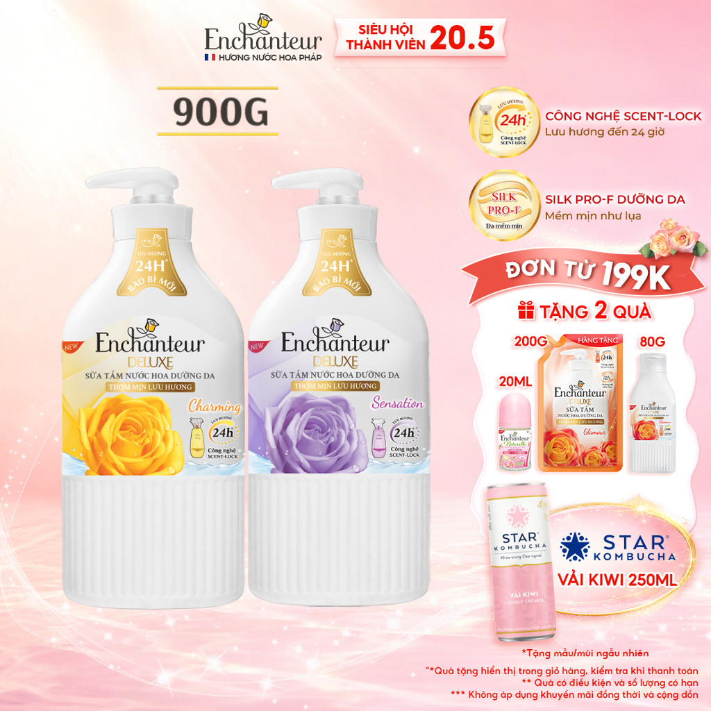 [CẢI TIẾN MỚI] Sữa tắm hương nước hoa Pháp Enchanteur Deluxe 900g - Mềm mịn như lụa Lưu hương 24H