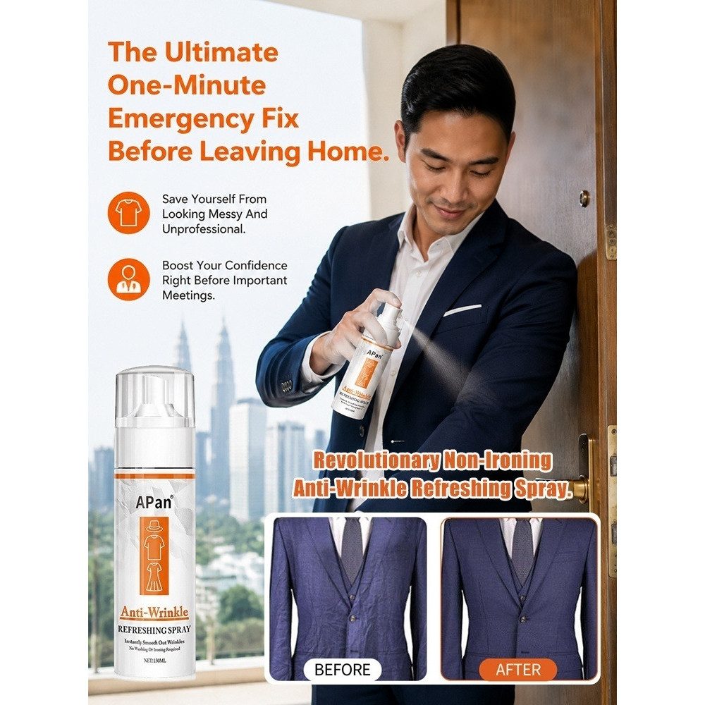 [Portable & Effective] 3 Seconds Wrinkle-Free Spray/Wrinkle Remover Spray/Clothes De-Wrinkle Spray