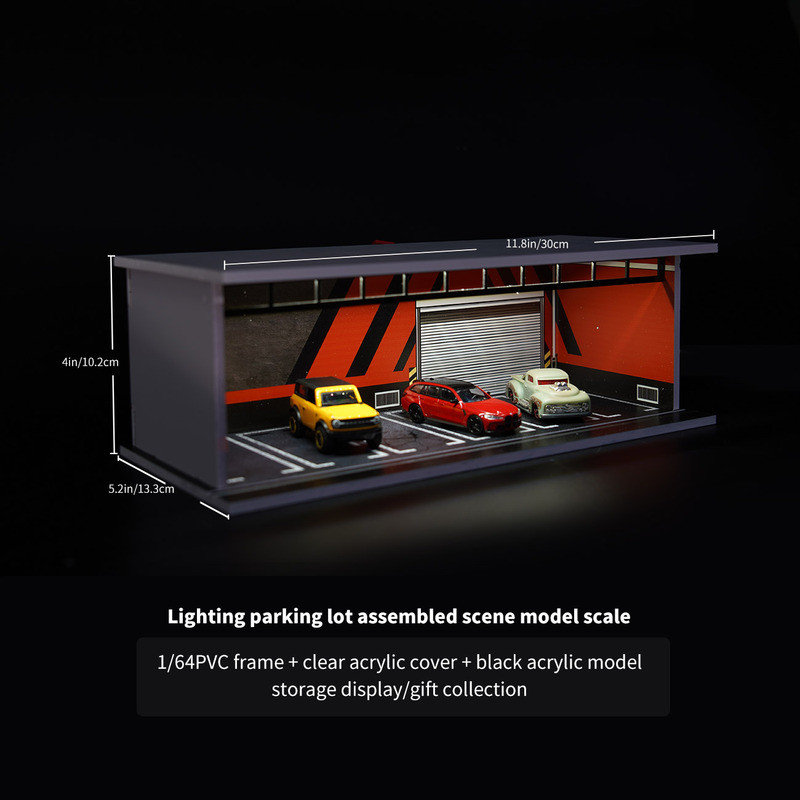 Mô Hình Garage 1/64 Một Tầng Xếp Chồng Chi Tiết Tinh Xảo Có Đèn LED Dùng Cho Tomica MINI GT Mô Hình 