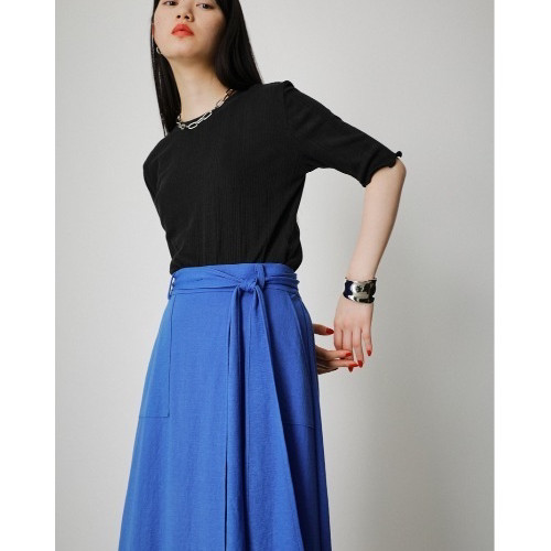 C205 azu by m00usy Mặt Trước Mặt Sau Hai Cánh Cổ Ren Màu Trơn Áo Thun Tay Ngắn