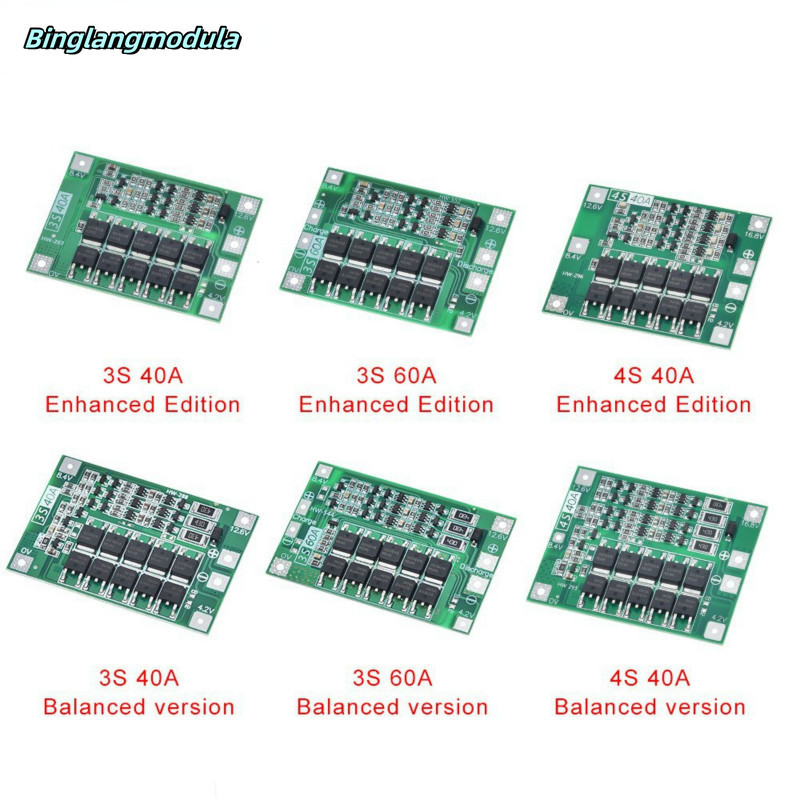 Bảng bảo vệ sạc pin Lithium Li-ion 3S / 4S 40A 60A 18650 BMS cho động cơ khoan