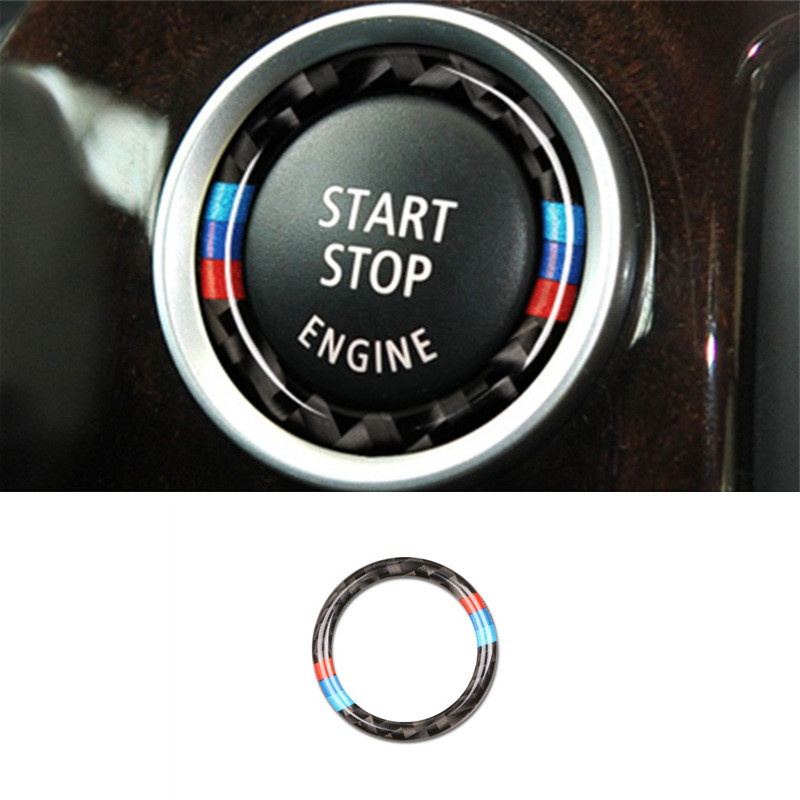 BMW car start button accessories, E90, E92, E93 one-button start decorative ring, carbon fiber textu